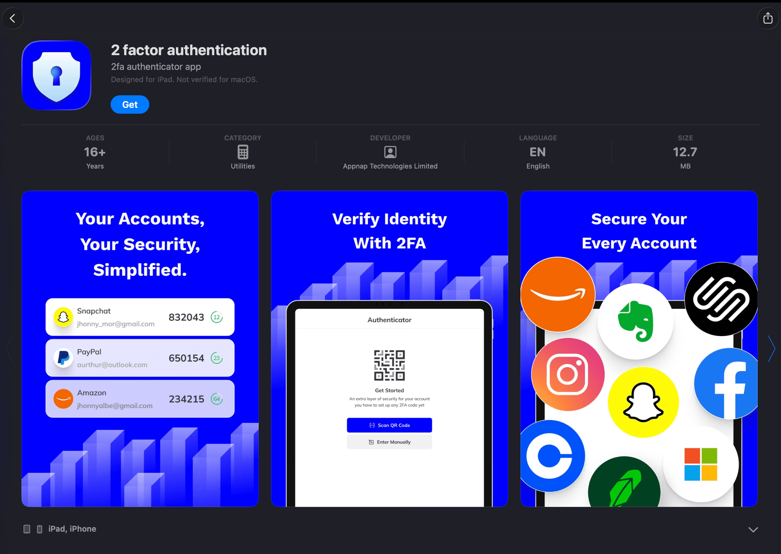 2FA App(IOS) preview