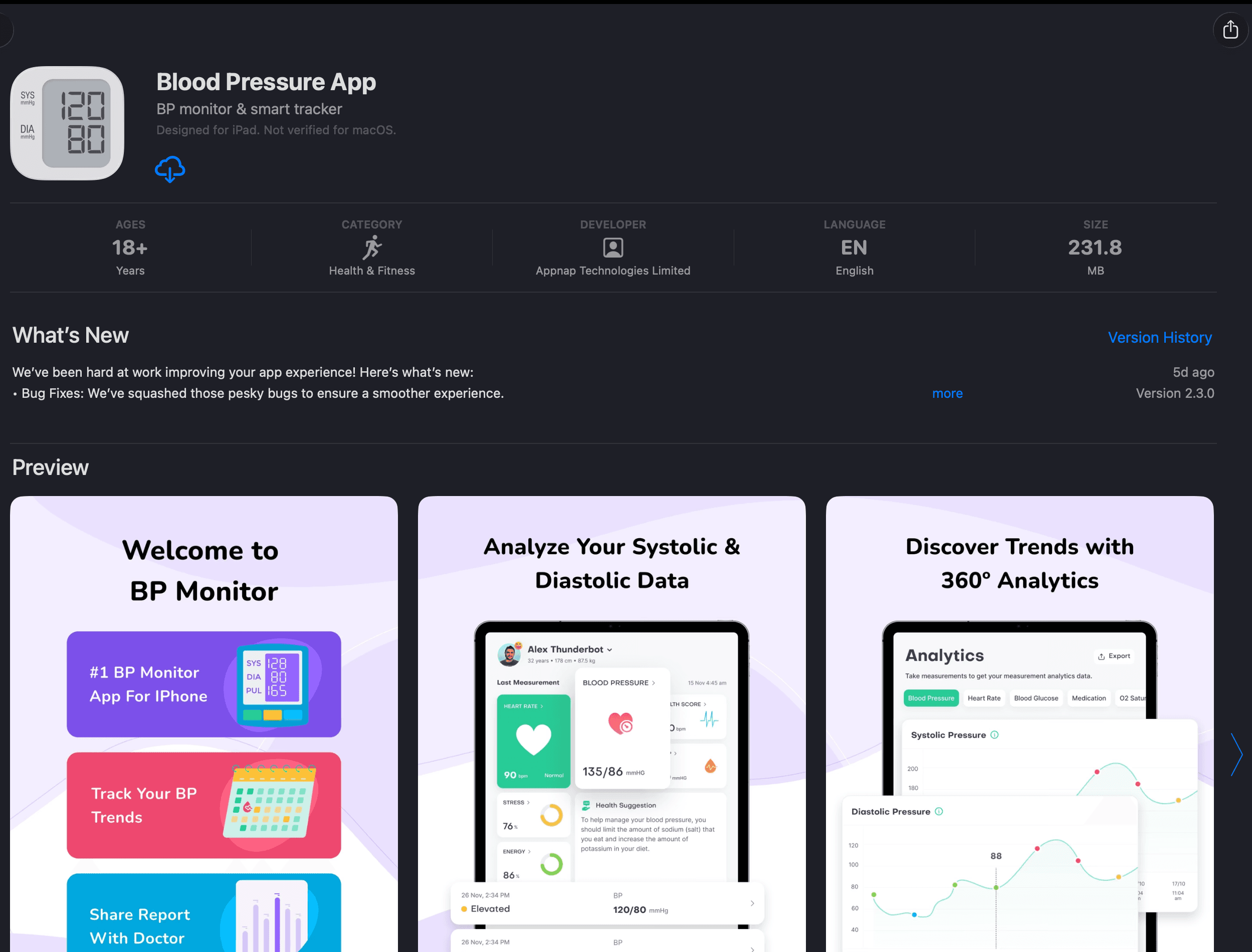 Blood Pressure App(IOS) preview